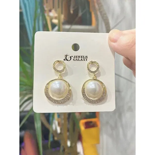 Purple_Gold_Tone_Metal_Pearl_Round_Pendant_Drop_Earrings_For_Women