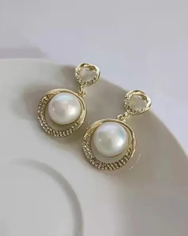 Purple_Gold_Tone_Metal_Pearl_Round_Pendant_Drop_Earrings_For_Women
