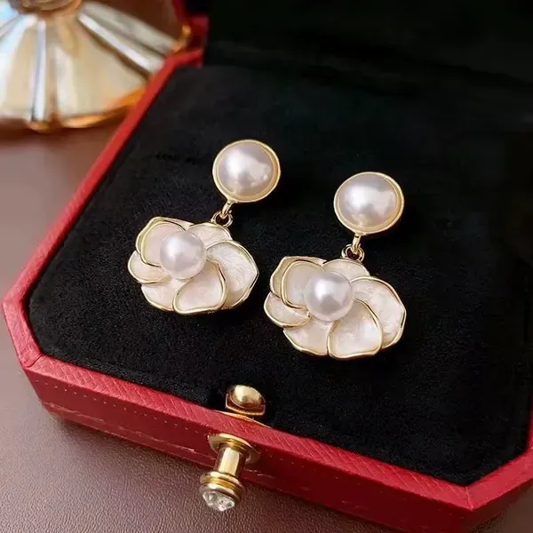 Gold_Pearl_Camellia_Flower_Drop_Stud_Earrings_For_Women