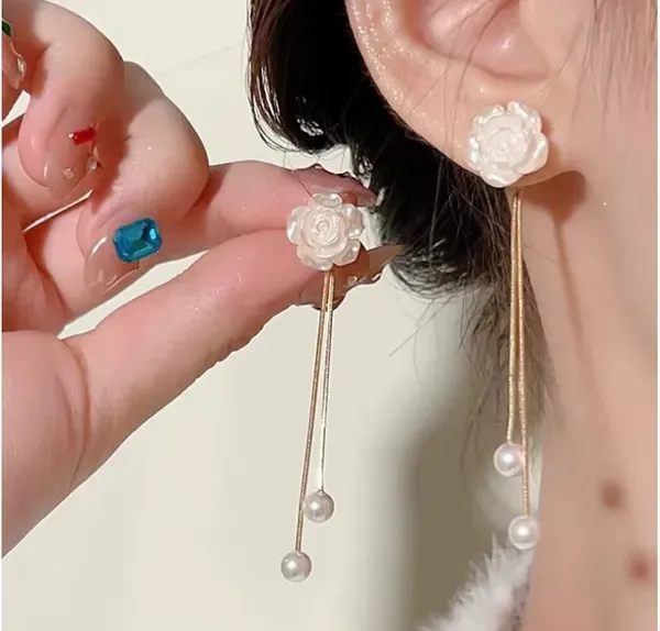 Rose_Gold_Crystal_Shell_Rose_Flower_Stud_Drop_Earrings_For_Women