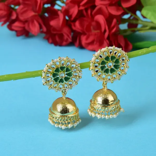Green_Brass_Stud_Earrings_For_Women