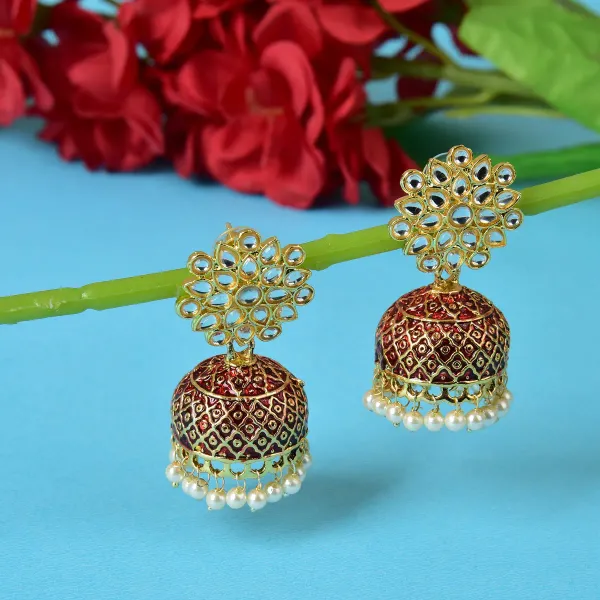 Red_Brass_Stud_Earrings_For_Women