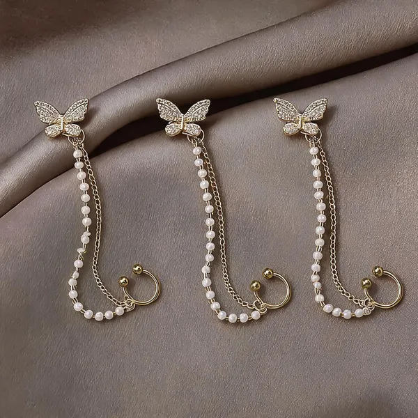Gold_Plated_Crystal_Butterfly_Stud_Pearl_Beaded_Chain_Ear_Cuff_For_Women_-_Pack_of_3