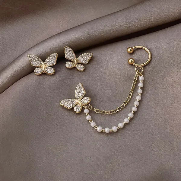 Gold_Plated_Crystal_Butterfly_Stud_Pearl_Beaded_Chain_Ear_Cuff_For_Women_-_Pack_of_3