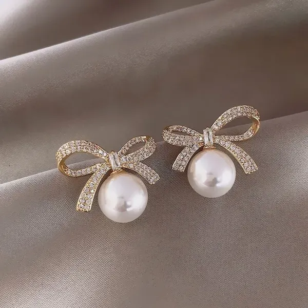 Gold_Crystal_Rhinestone_Bow_Stud_Pearl_Drop_Earrings_For_Women