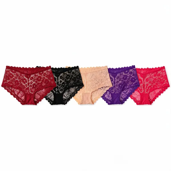 Multicolor_Cotton_Lace_Scallop_Brief_Panty_For_Women_Pack_Of_5