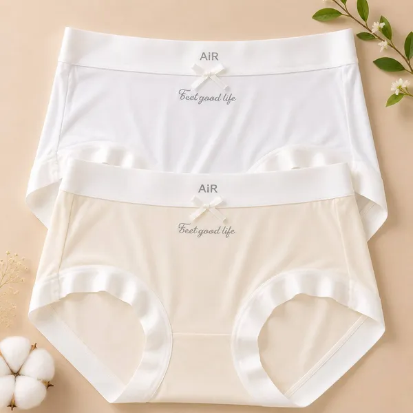 White_And_Cream_Cotton_Full_Coverage_Brief_Panty_For_Women_Pack_Of_2