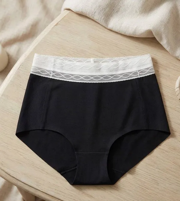 Black_Cotton_High-Waist_Lace_Waistband_Brief_For_Women
