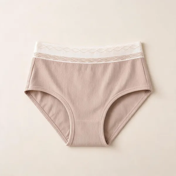 Cream_Cotton_Lace-Trim_Brief_Panty_For_Women
