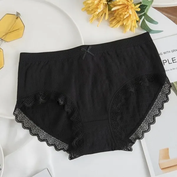 Black_Cotton_Lace_Trim_Full_Brief_Panty_For_Women