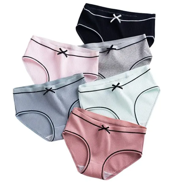 Multicolor_Cotton_Ribbed_Mid-Rise_Brief_Panty_For_Women_Pack_Of_6