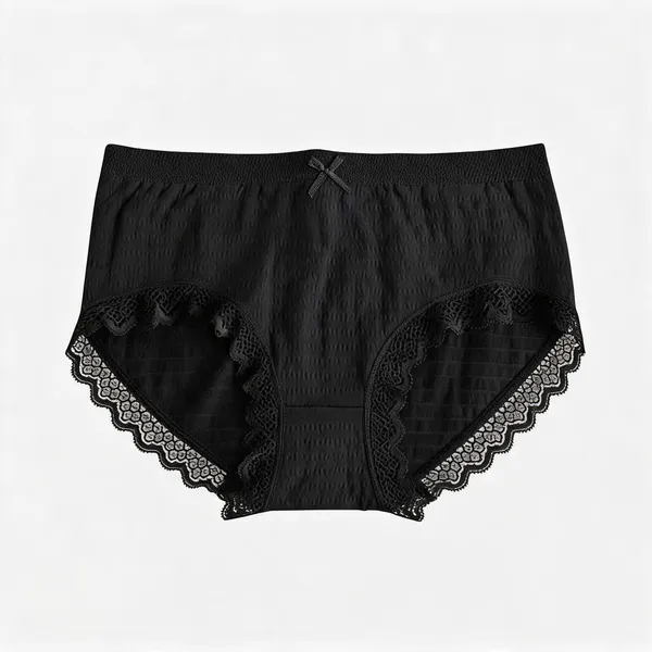 Black_Cotton_Lace_Trim_Full_Brief_Panty_For_Women