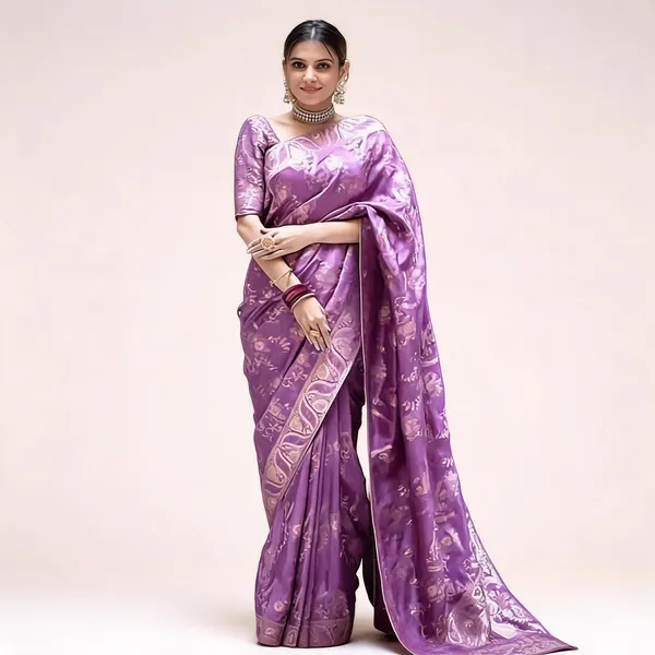 Lavender_Soft_Litchi_Silk_Saree_For_Women