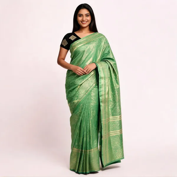 Green_Soft_Litchi_Silk_Saree_For_Women