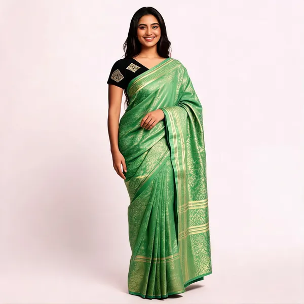 Green_Soft_Litchi_Silk_Saree_For_Women