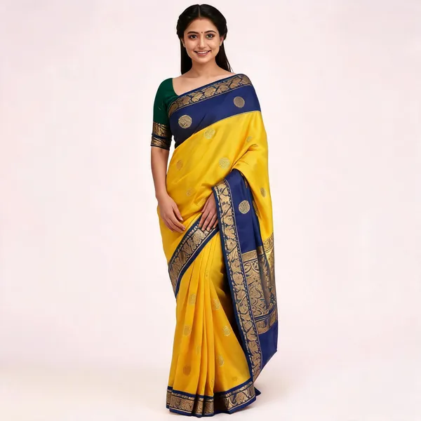 Yellow_Soft_Litchi_Silk_Saree_For_Women