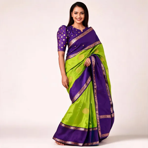 Purple_&_Green_Soft_Litchi_Silk_Saree_For_Women