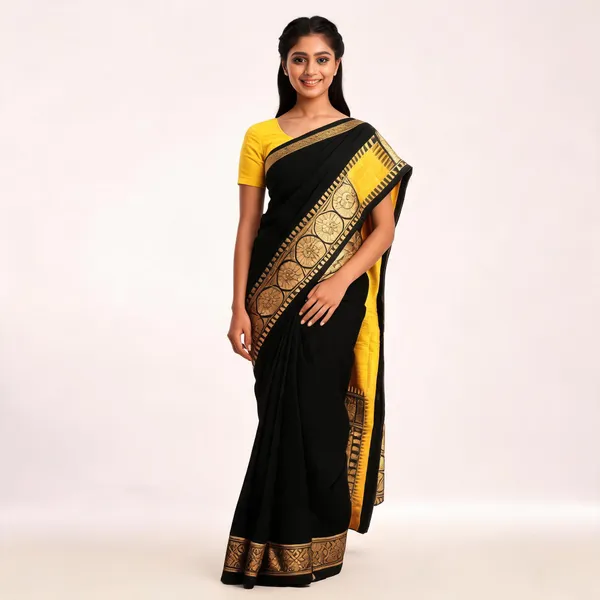 Black_Soft_Litchi_Silk_Saree_For_Women