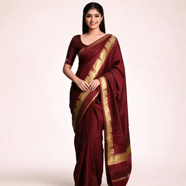 Maroon_Soft_Litchi_Silk_Saree_For_Women