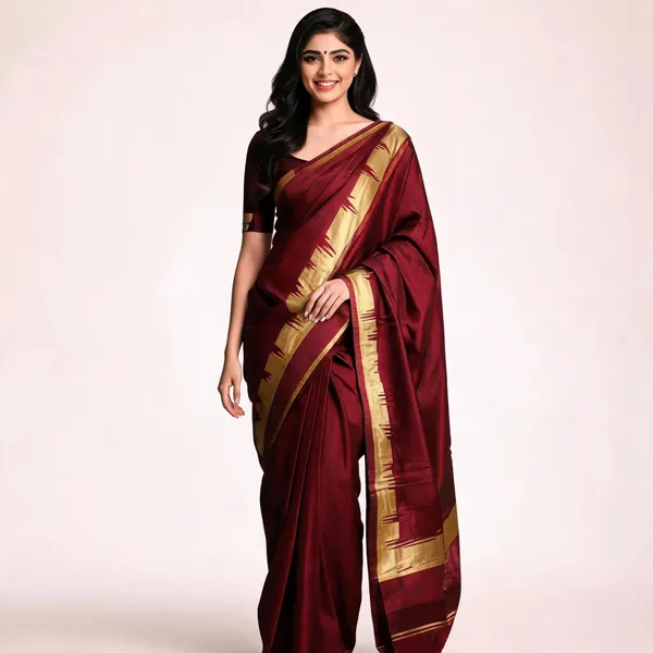 Maroon_Soft_Litchi_Silk_Saree_For_Women