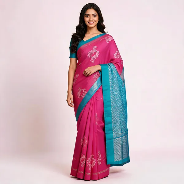 Multicolor_Soft_Litchi_Silk_Saree_For_Women