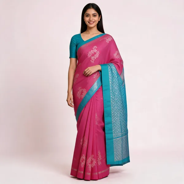 Multicolor_Soft_Litchi_Silk_Saree_For_Women
