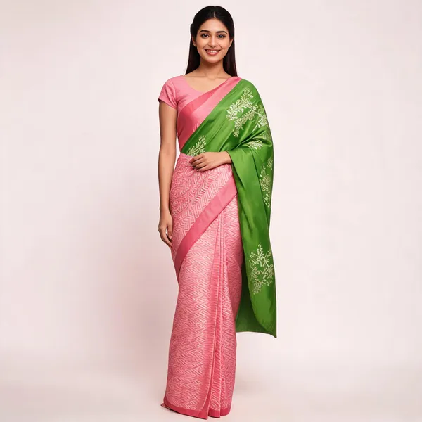 Multicolor_Soft_Litchi_Silk_Saree_For_Women