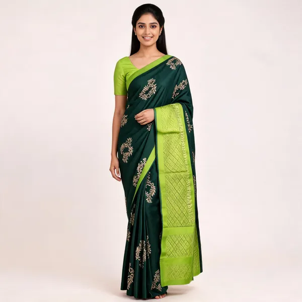 Multicolor_Soft_Litchi_Silk_Saree_For_Women