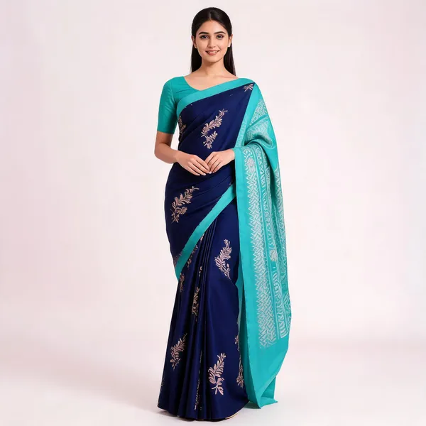 Multicolor_Soft_Litchi_Silk_Saree_For_Women