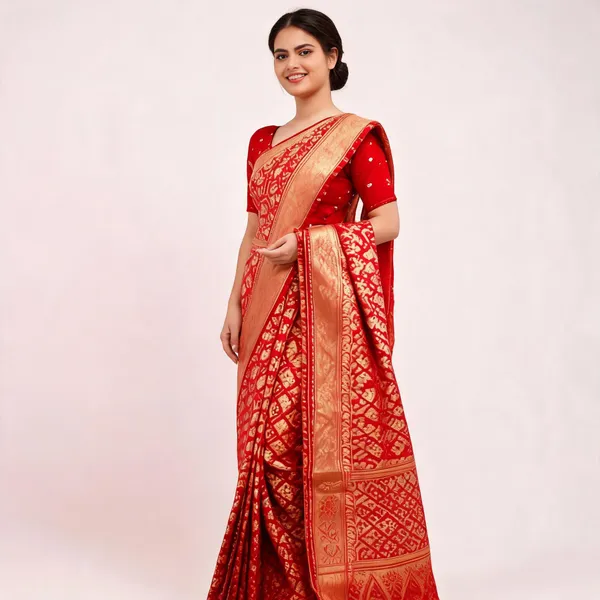 Red_Soft_Litchi_Silk_Saree_For_Women