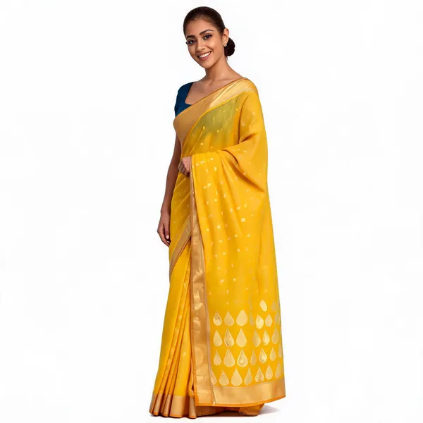 Yellow_Soft_Litchi_Silk_Saree_For_Women