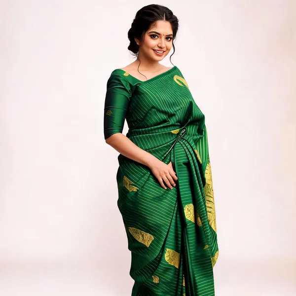 Green_Soft_Litchi_Silk_Saree_For_Women