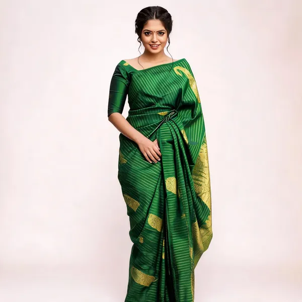 Green_Soft_Litchi_Silk_Saree_For_Women