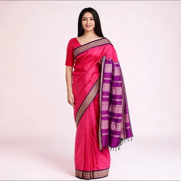 Pink_Soft_Litchi_Silk_Saree_For_Women