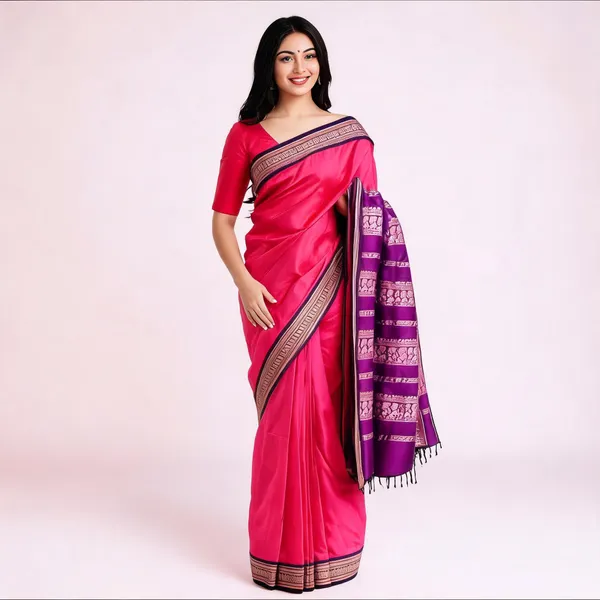 Pink_Soft_Litchi_Silk_Saree_For_Women