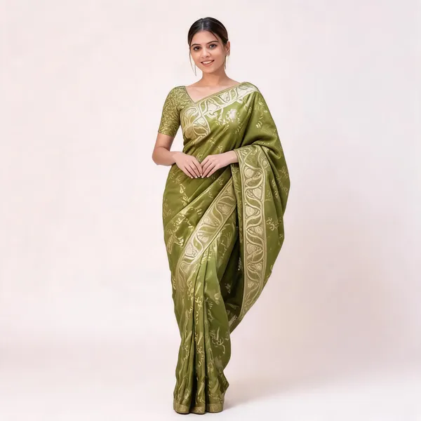 Green_Soft_Litchi_Silk_Saree_For_Women