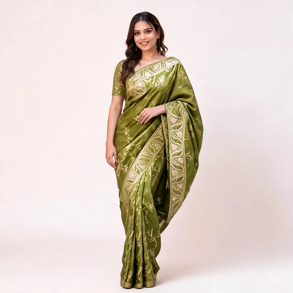 Green_Soft_Litchi_Silk_Saree_For_Women