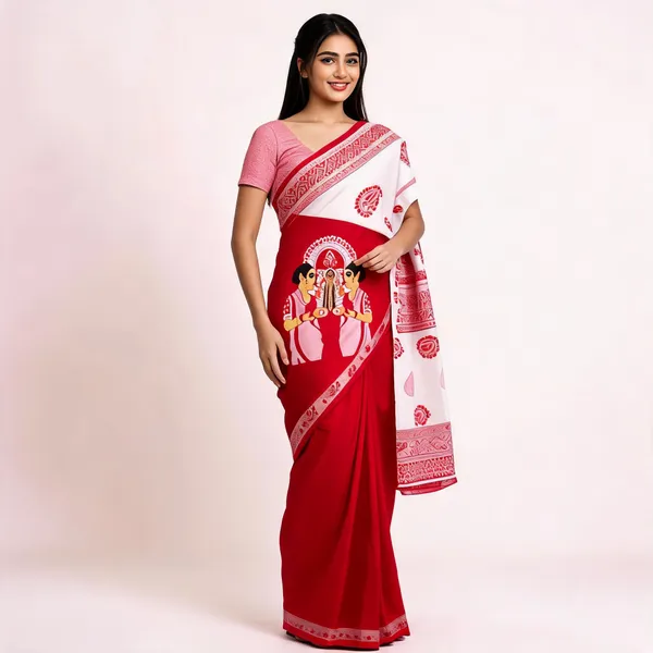 Multicolor_Soft_Litchi_Silk_Saree_For_Women
