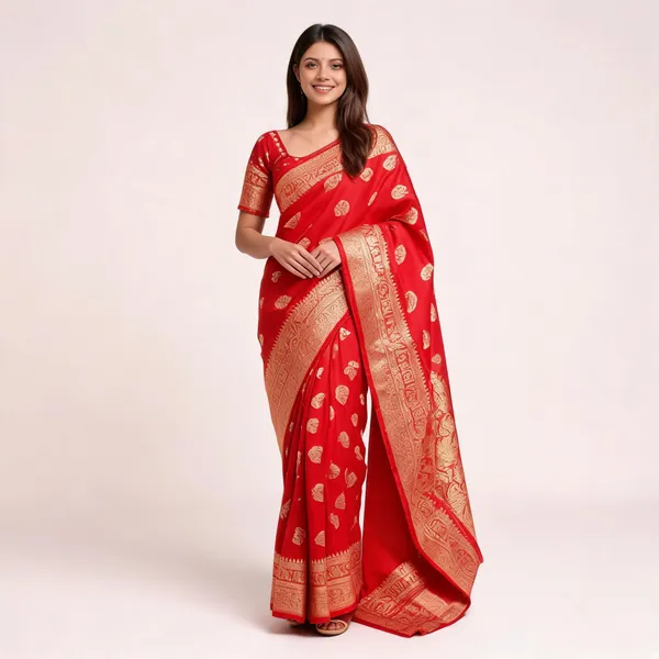 Red_Soft_Litchi_Silk_Saree_For_Women