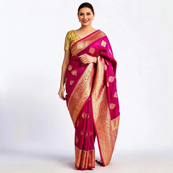 Pink_Soft_Litchi_Silk_Saree_For_Women