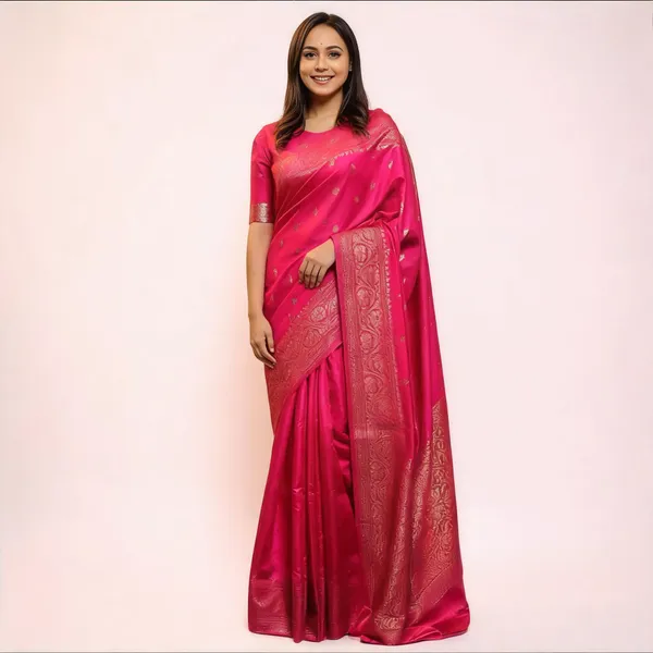 Pink_Soft_Litchi_Silk_Saree_For_Women