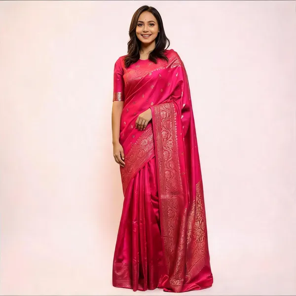 Pink_Soft_Litchi_Silk_Saree_For_Women