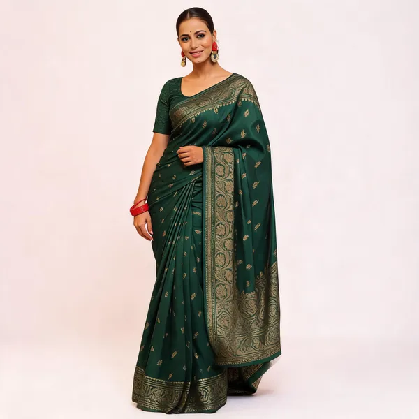 Green_Soft_Litchi_Silk_Saree_For_Women