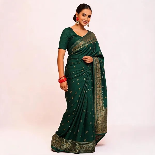 Green_Soft_Litchi_Silk_Saree_For_Women