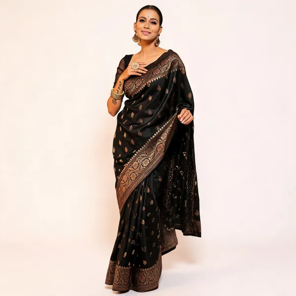 Black_Soft_Litchi_Silk_Saree_For_Women