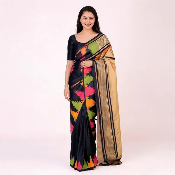 Multicolor_Soft_Litchi_Silk_Saree_For_Women