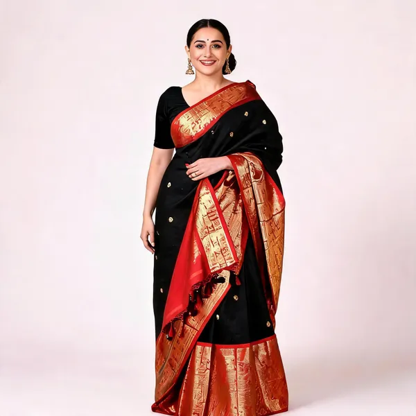 Black_Soft_Litchi_Silk_Saree_For_Women