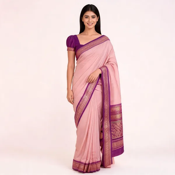 Pink_&_Purple_Soft_Litchi_Silk_Saree_For_Women
