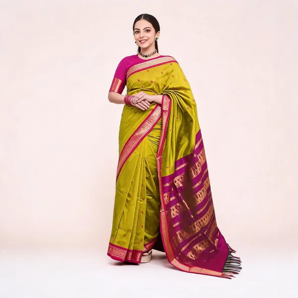 Multicolor_Soft_Litchi_Silk_Saree_For_Women