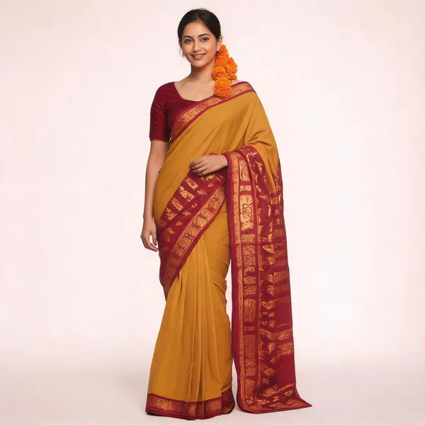 Orange_Soft_Litchi_Silk_Saree_For_Women